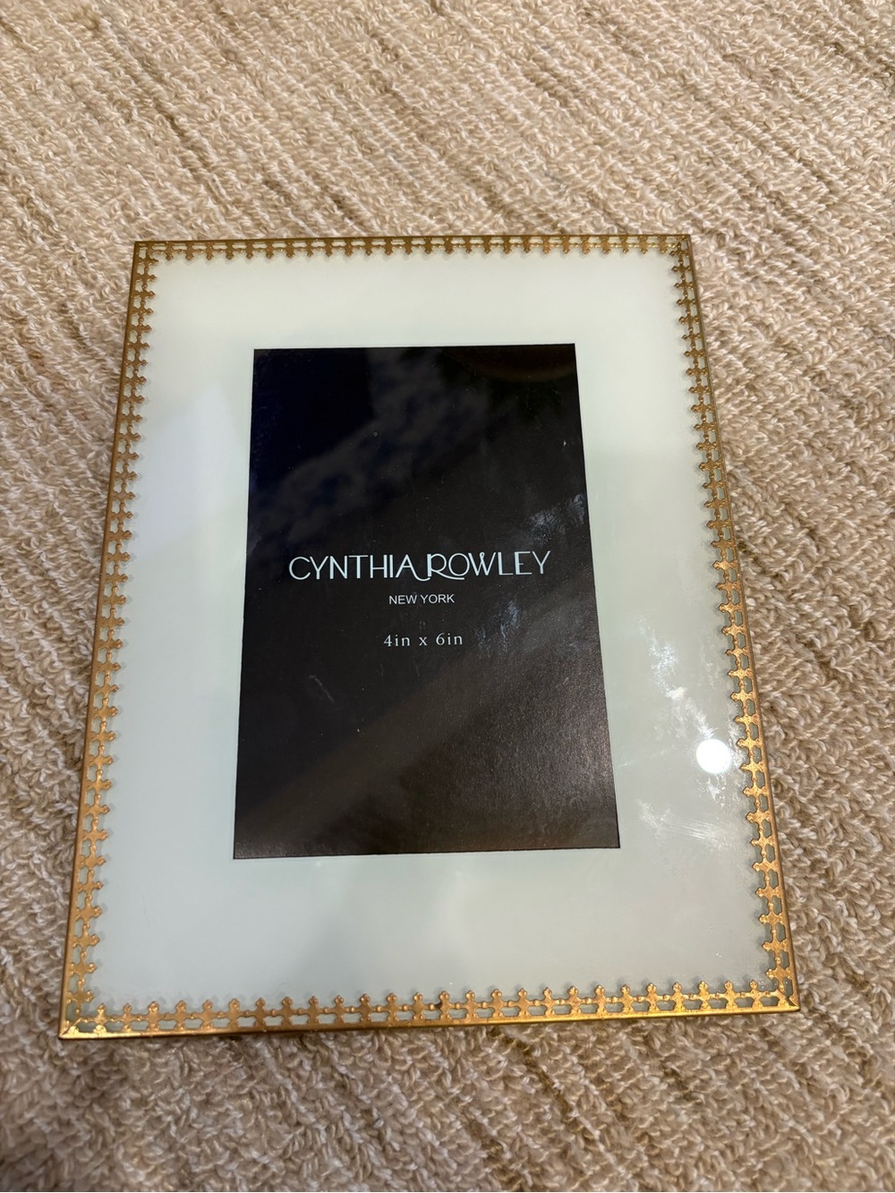 Cynthia Rowley White Glass Picture Frame with Gold Trim